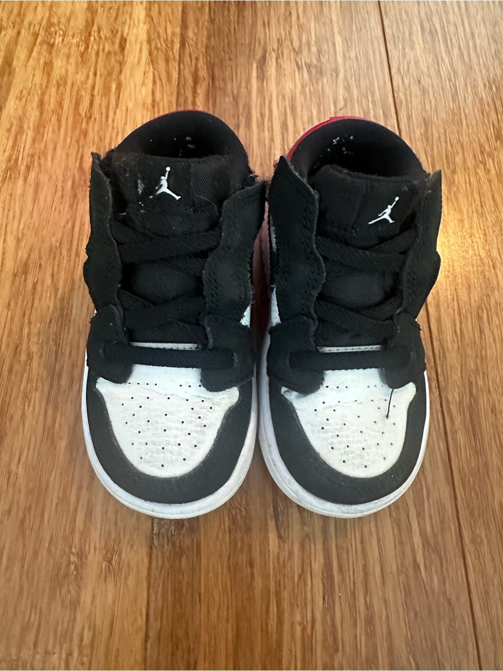 Jordan Kids Black White Red High-Top Sneakers